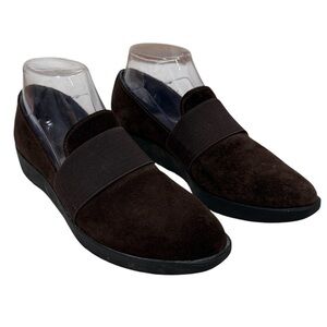 Stuart Weitzman Women's Brown Suede Slip On Wedge Comfort Loafers Sz 7 M Classic